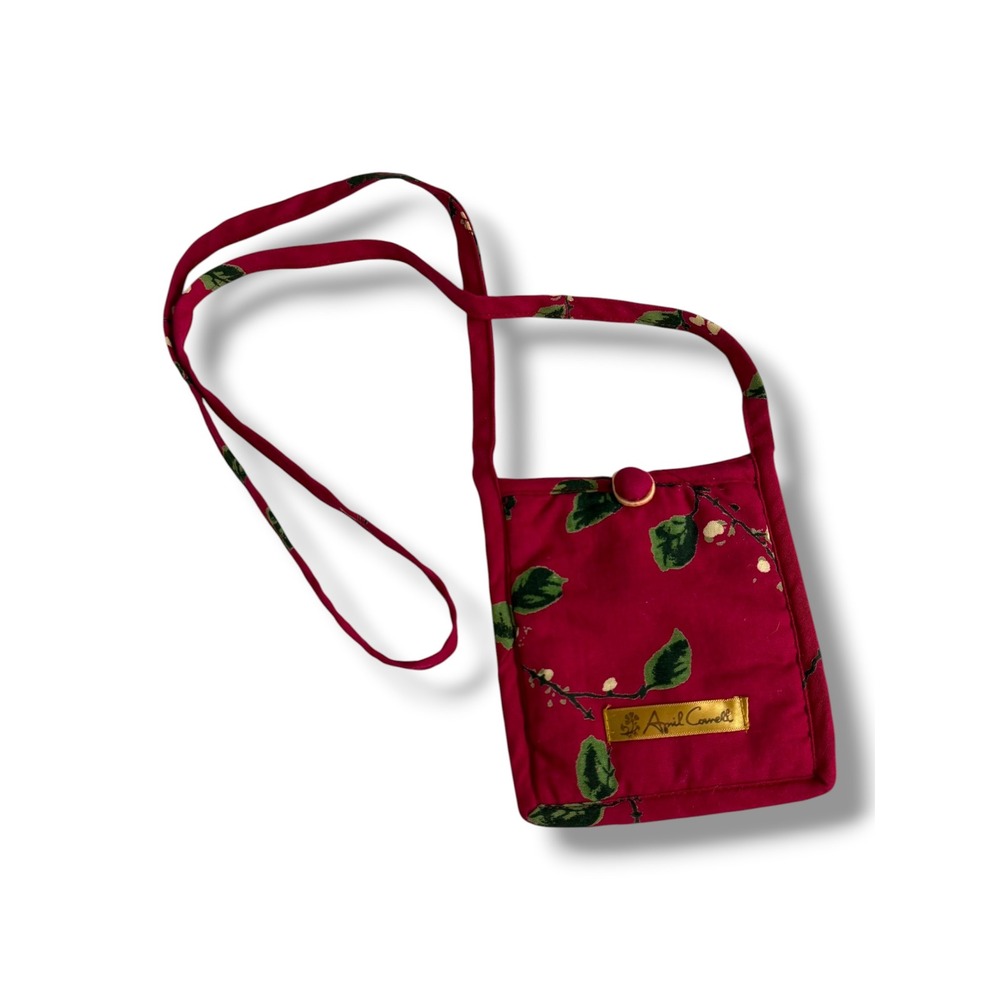 April Cornell Red Floral Fabric Crossbody Pouch Phone Bag‎ Botanical Print